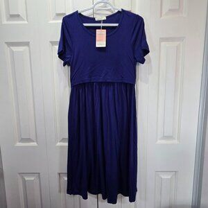 NWT Women’s Navy Blue Nursing Maternity Dress – Size Small
